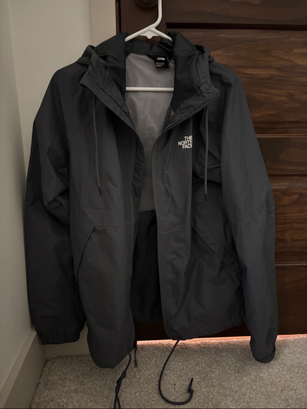 The North Face Men’s Dark Gray Hooded Rain Jacket